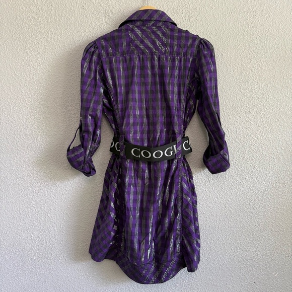 COOGI Purple‎ & Black Metallic Dress Size Small NWT Belted - Picture 5 of 6